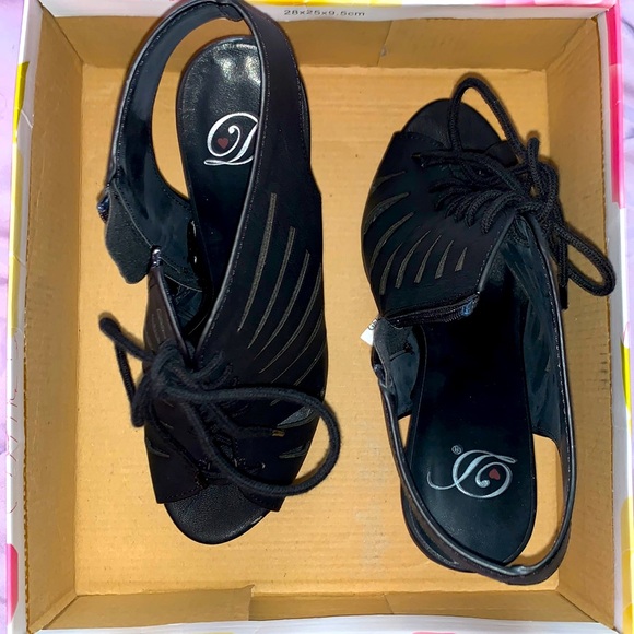 Black Open Back String Heels - Picture 3 of 4